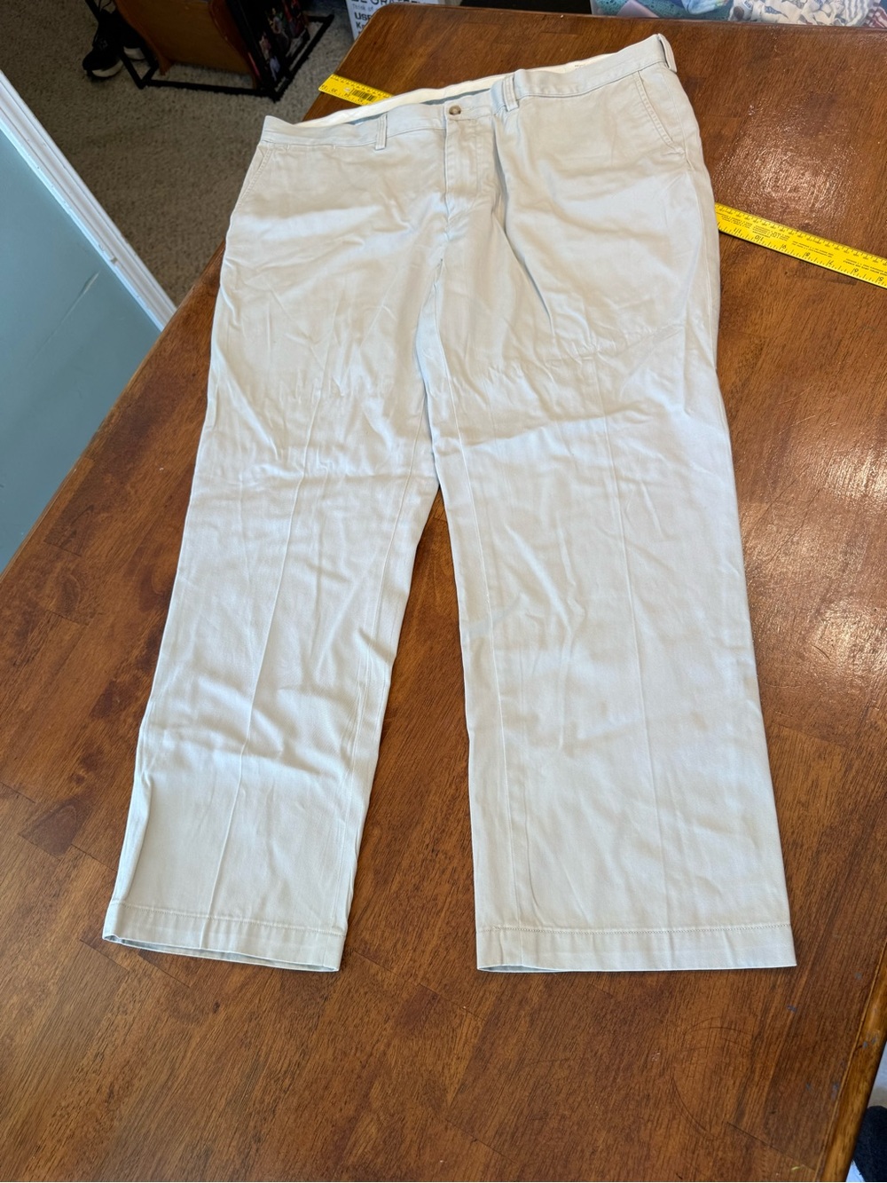 Polo Ralph Lauren Chino Pants Mens 42x30 Classic Fit Ivory Tan Stretch Twill